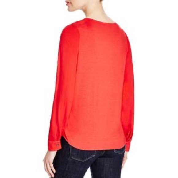 Three Dots Sonia Twill Henley Top - Picture 6 of 8